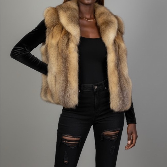 Luxurious Real Crystal Fox Fur Vest - Picture 5 of 6